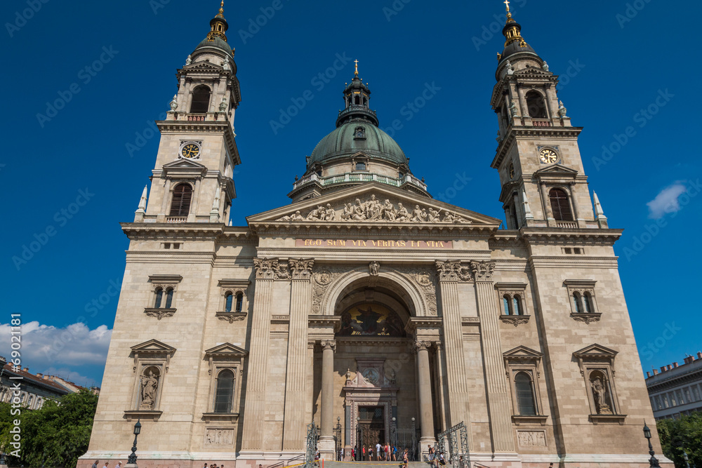 Facade of Saint Stephens Basilica in Budapest Hungary