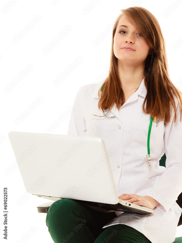 Medical. Woman doctor working on computer laptop Medical. Woman doctor working on computer laptop