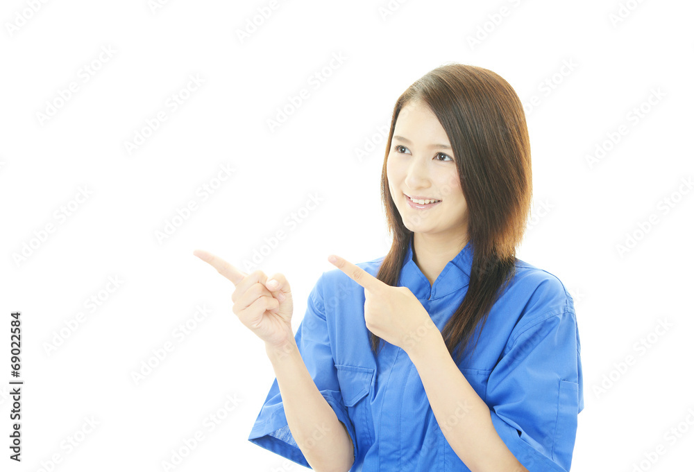 笑顔の女性作業員 笑顔の女性作業員