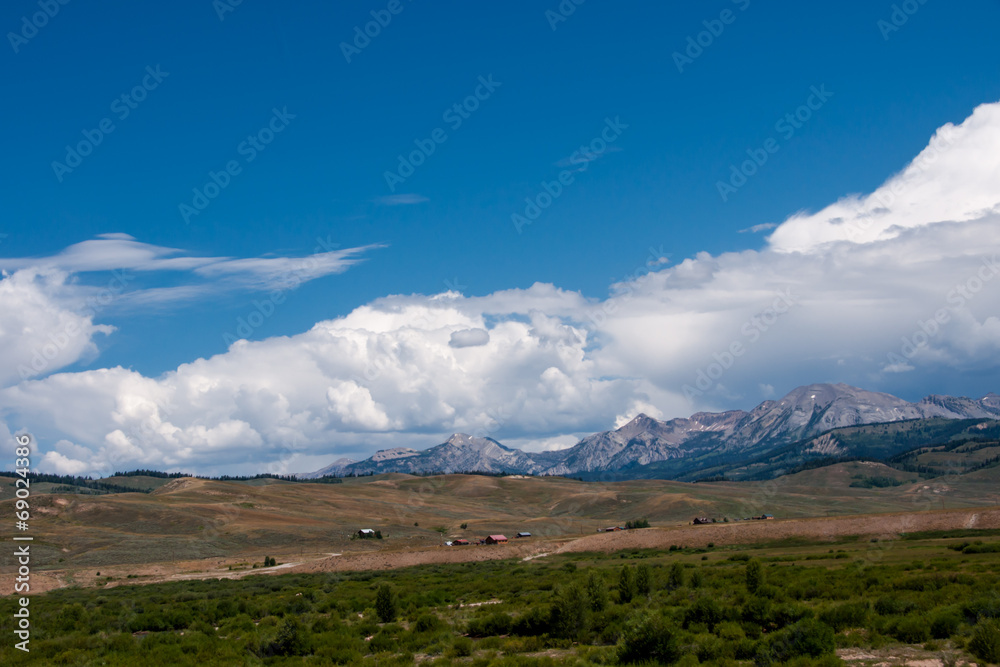 Wyoming Farmland with Tetons in the Distance
