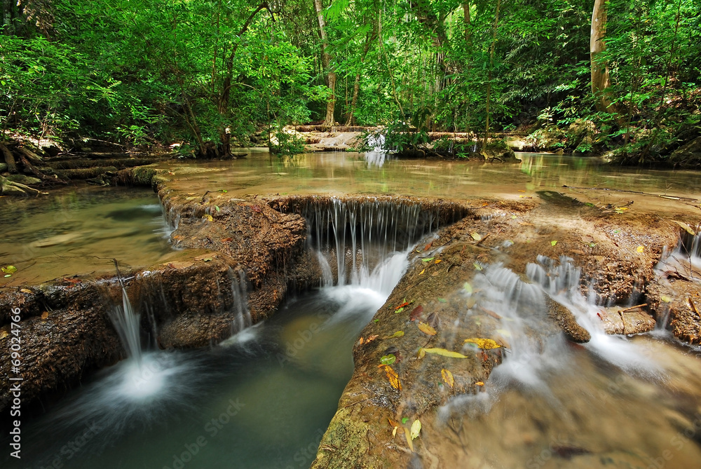 Waterfall with blue stream in the nature Thailand forest Waterfall with blue stream in the nature Thailand forest