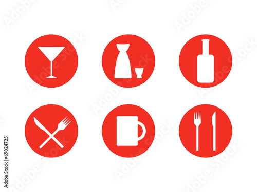 Icon set of bar, restaurant, cafe