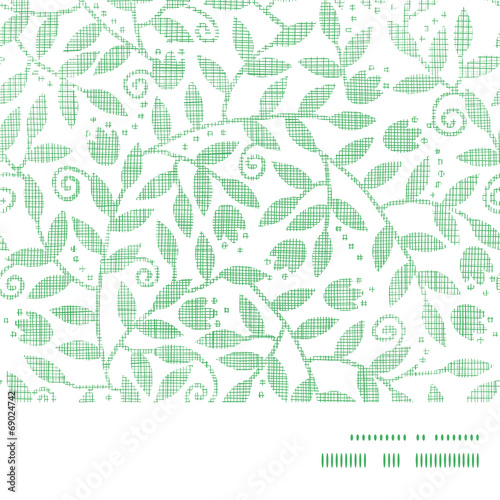 Leaves and swirls textile horizontal frame seamless pattern