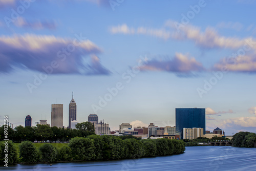 Indianapolis Indiana Skyline Long Exposure Clouds