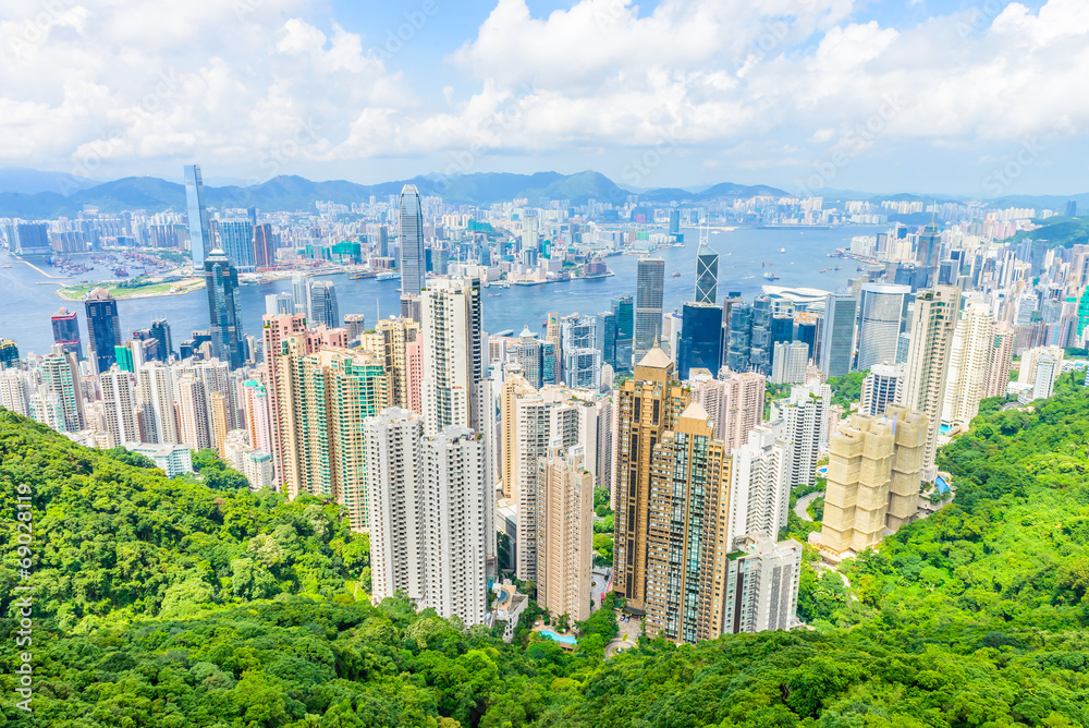 Fototapeta premium HONG KONG -August 8: Scene of the Victoria Harbour on August 8,