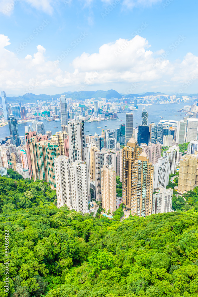Obraz premium HONG KONG -August 8: Scene of the Victoria Harbour on August 8,