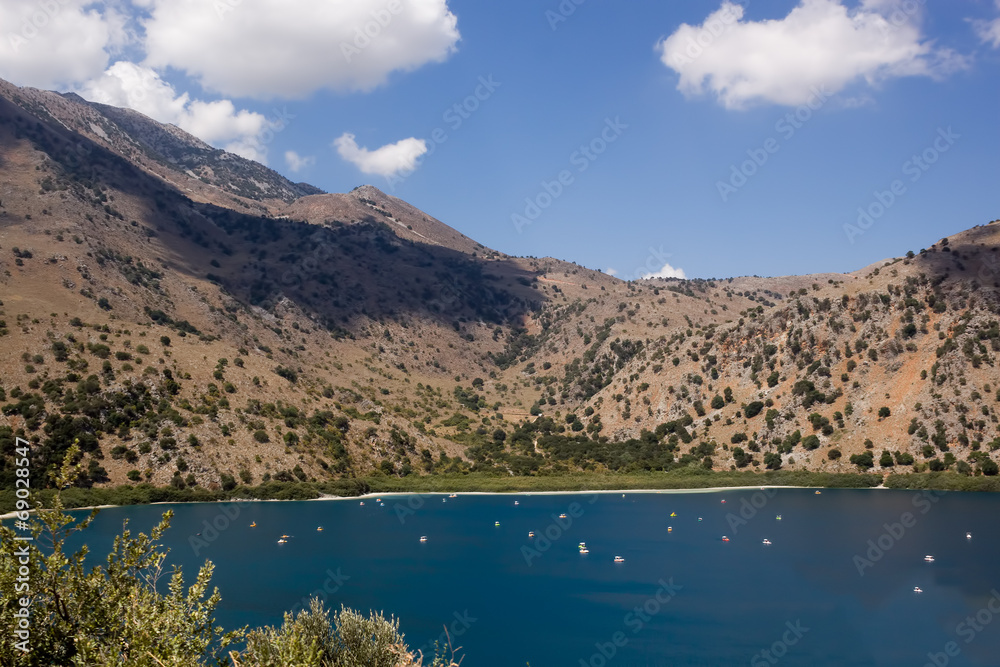 Lake Kournas. The largest freshwater lake in Crete