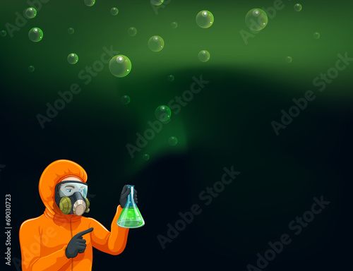 A chemist holding a cylinder with chemicals