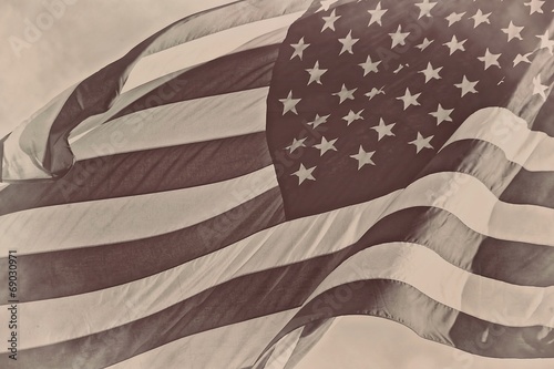Fototapeta Naklejka Na Ścianę i Meble -  United Stated US American patriotic flag sepia retro vintage