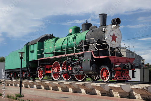 Monument to Russian locomotive, built in 1949