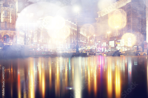 blurred night background city lights