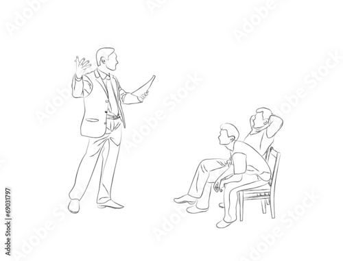 Doodle Sketch two men sit on chairs