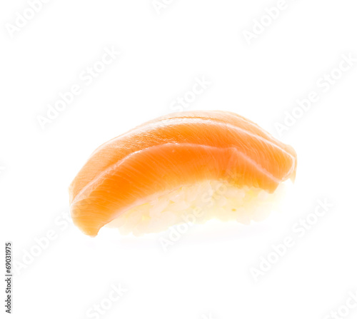 Salmon sushi isolated on white