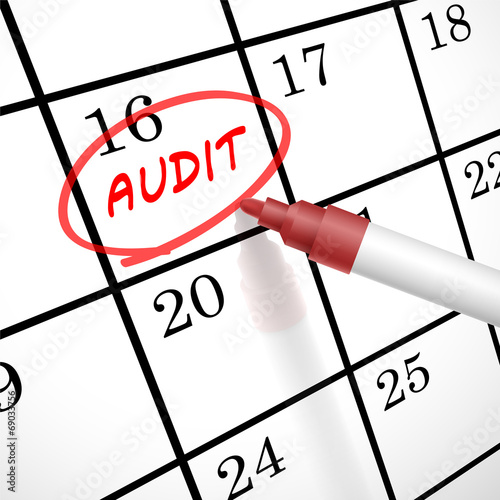 audit word circle marked on a calendar