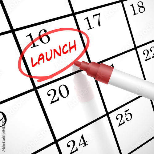 launch word marked on acalendar photo