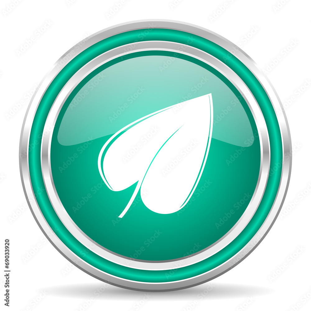 leaf green glossy web icon