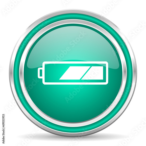 battery green glossy web icon