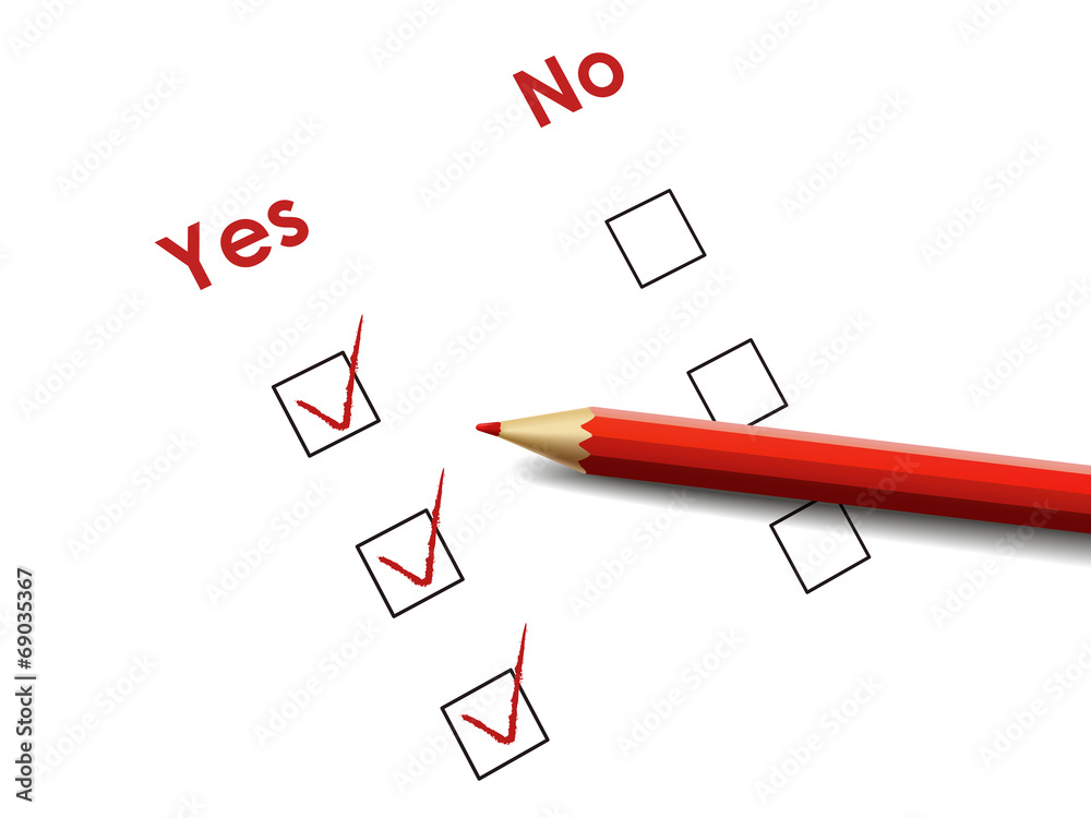 yes no check box with red pen yes no check box with red pen