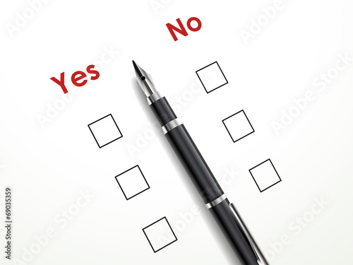 yes no check box with a pen