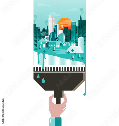 Go green city concept vector