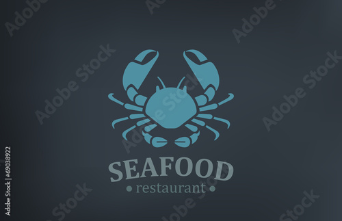 Seafood Restaurant Logo vector design. Crab Logotype