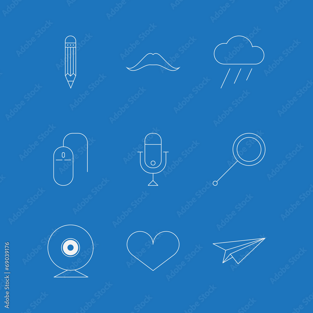 Vector outline icons for blog