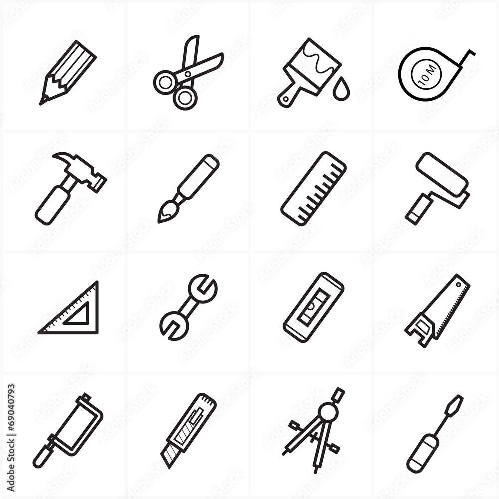 Flat Line Icons For Tools Related Icons Flat Line Icons For Tools Related Icons