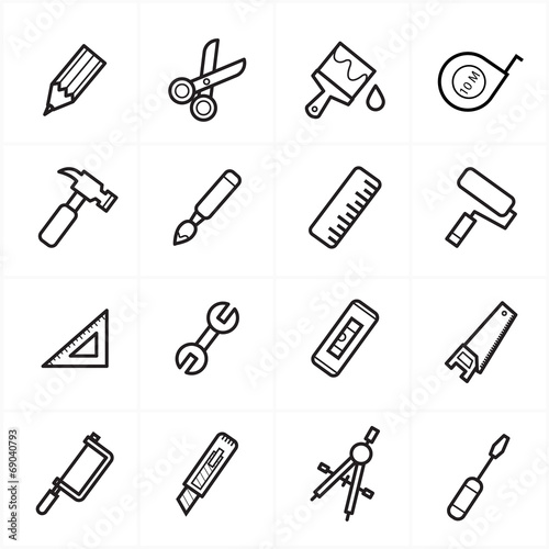 Flat Line Icons For Tools Related Icons