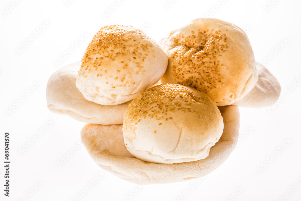 arab bread and hamburger isolated on white background arab bread and hamburger isolated on white background