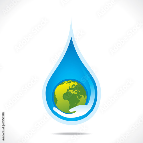 save earth or save water in hand concept vector