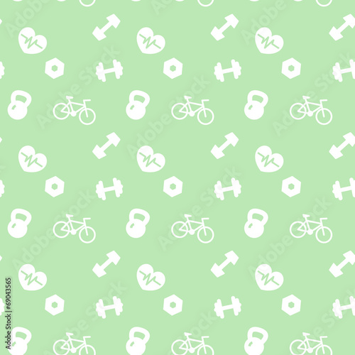 Wallpaper Mural seamless pattern fitness icons on green Torontodigital.ca