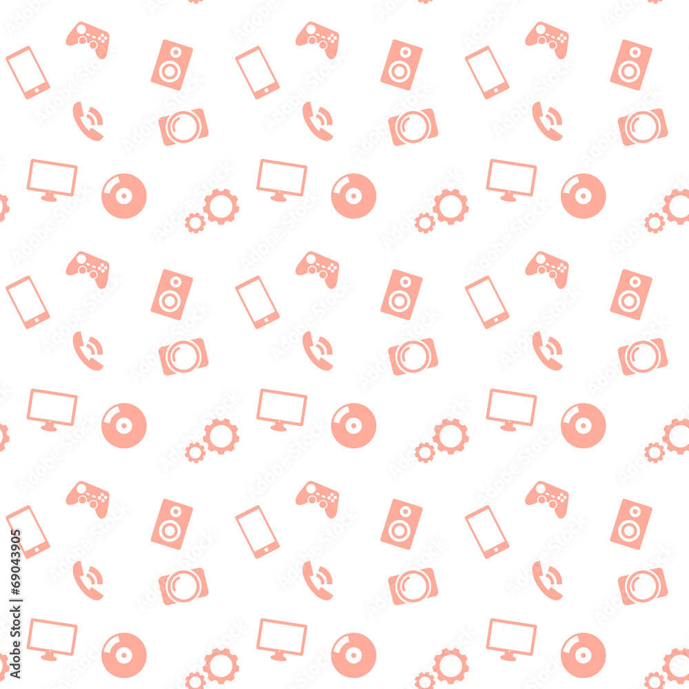 seamless pattern media red icons seamless pattern media red icons