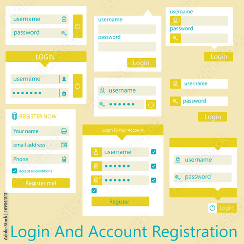 user interface login and account registration
