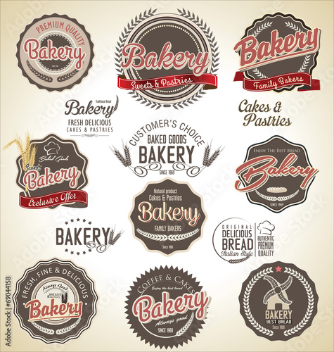 Bakery retro labels collection