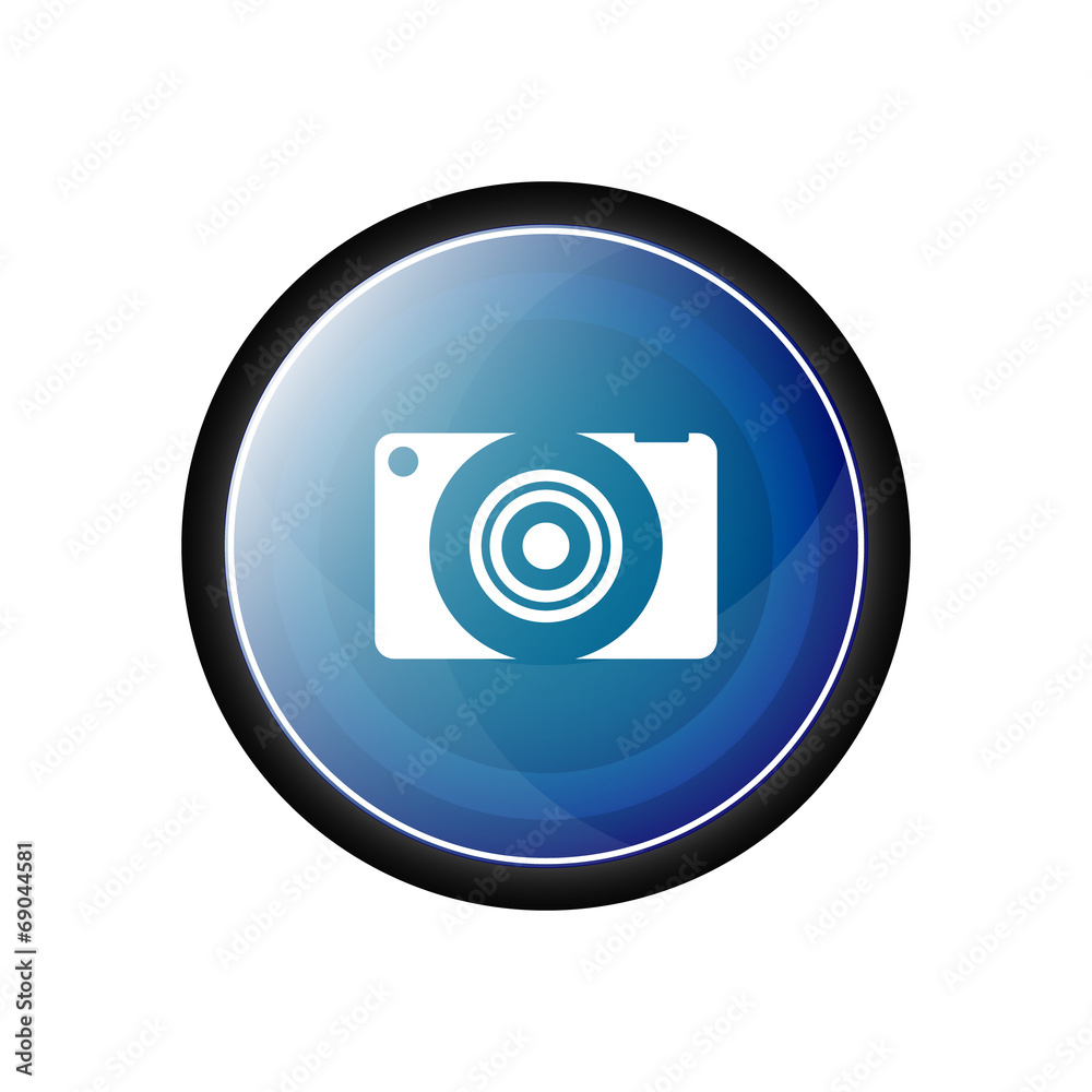 Camera glossy vector icon, blue button Camera glossy vector icon, blue button