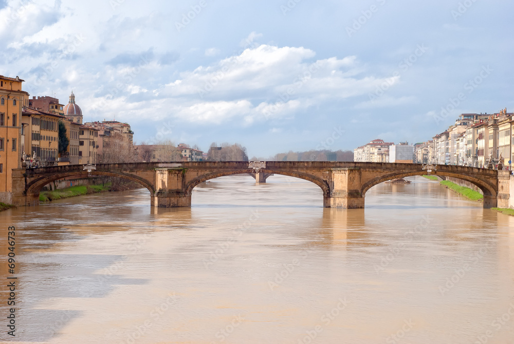 Santa Trinita bridge over the Arno river in Florence, Italy
