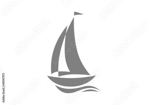 Grey sailboat icon on white background