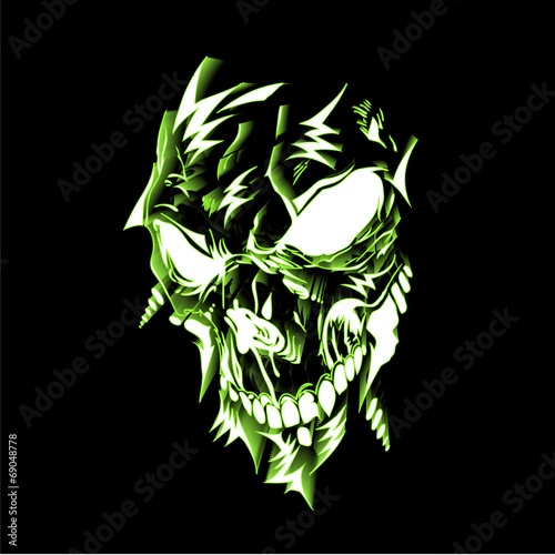 Neon lighting skull illustration
