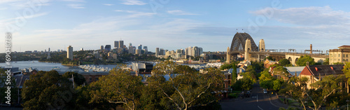 Panorama view of Sydney Harbour Bridge.