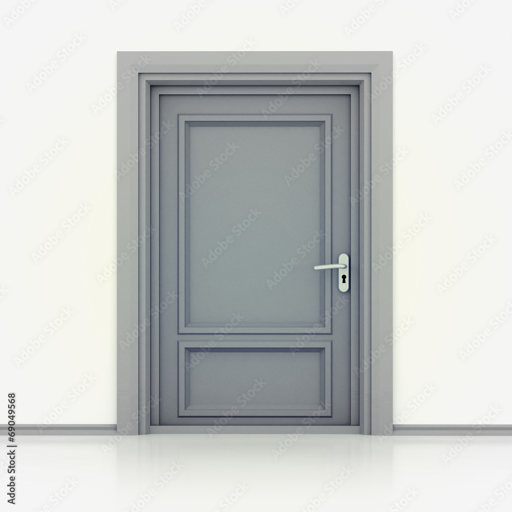 isolated single classic closed door closeup 3D isolated single classic closed door closeup 3D