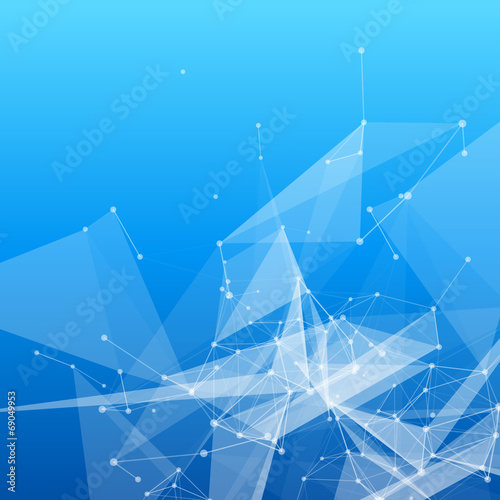 Blue Abstract Mesh Background with Circles, Lines and Shapes