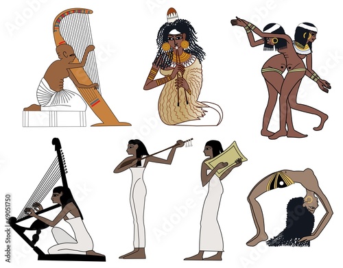 A set of ancient Egyptian music and dance illustrations