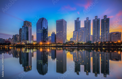 Bangkok city downtown at sunrise photo