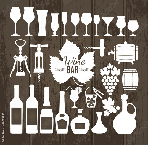 Wine set icons.