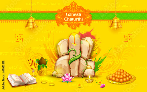 Statue of Lord Ganesha made of rock for Ganesh Chaturthi
