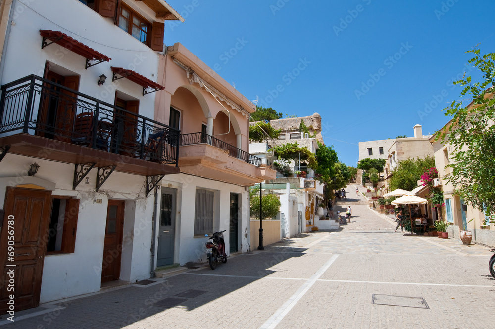 Street of the old town in Rethymno city.Crete island, Greece.