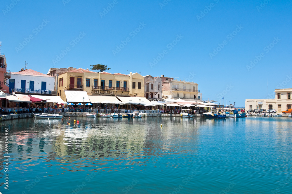 The old venetian harbour in Rethymno.Crete,Greece.
