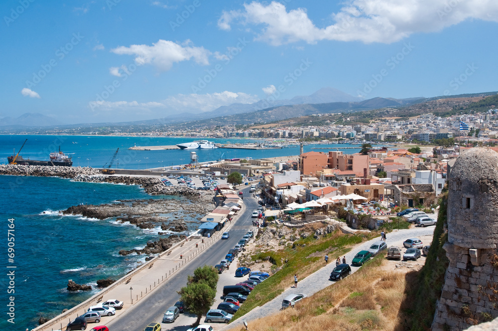 Panoramic view of Rethymno city on the  island of Crete, Greece.