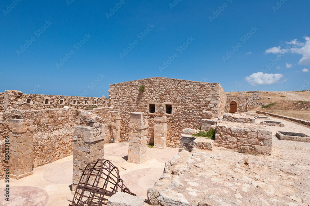 Remains of the Fortezza of Rethymno city. Greece.