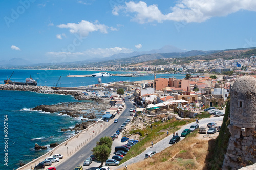 Panoramic view of Rethymno city on the island of Crete, Greece.